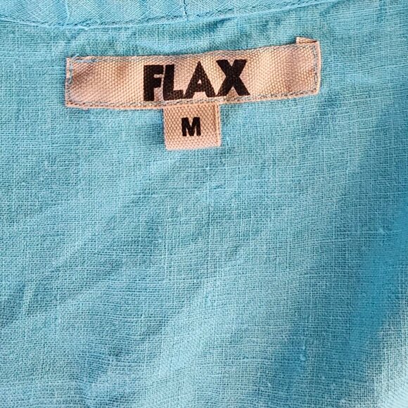 FLAX Womens 100% Linen Lagenlook Shirt, Blue, Pleated, Scoop Neck, Size M - Picture 5 of 8